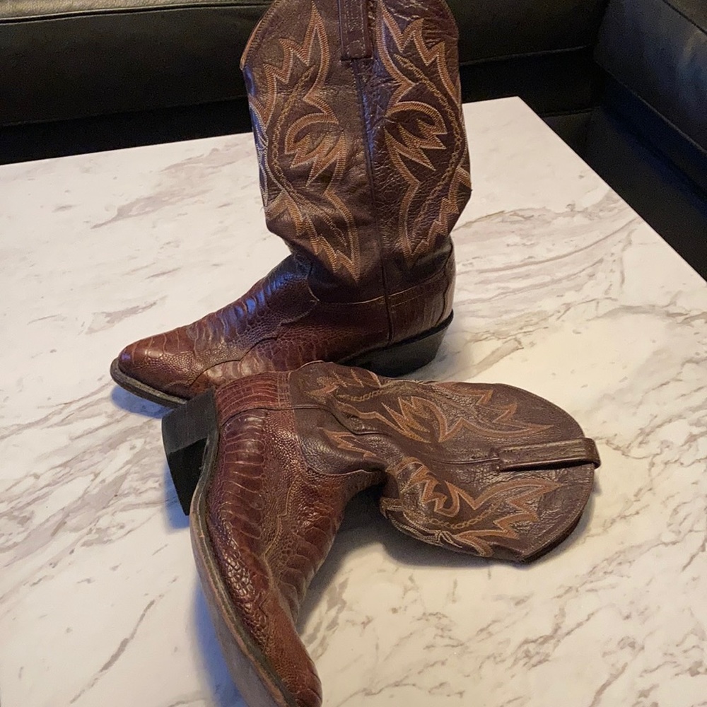 Ostrich leather cowboy boots